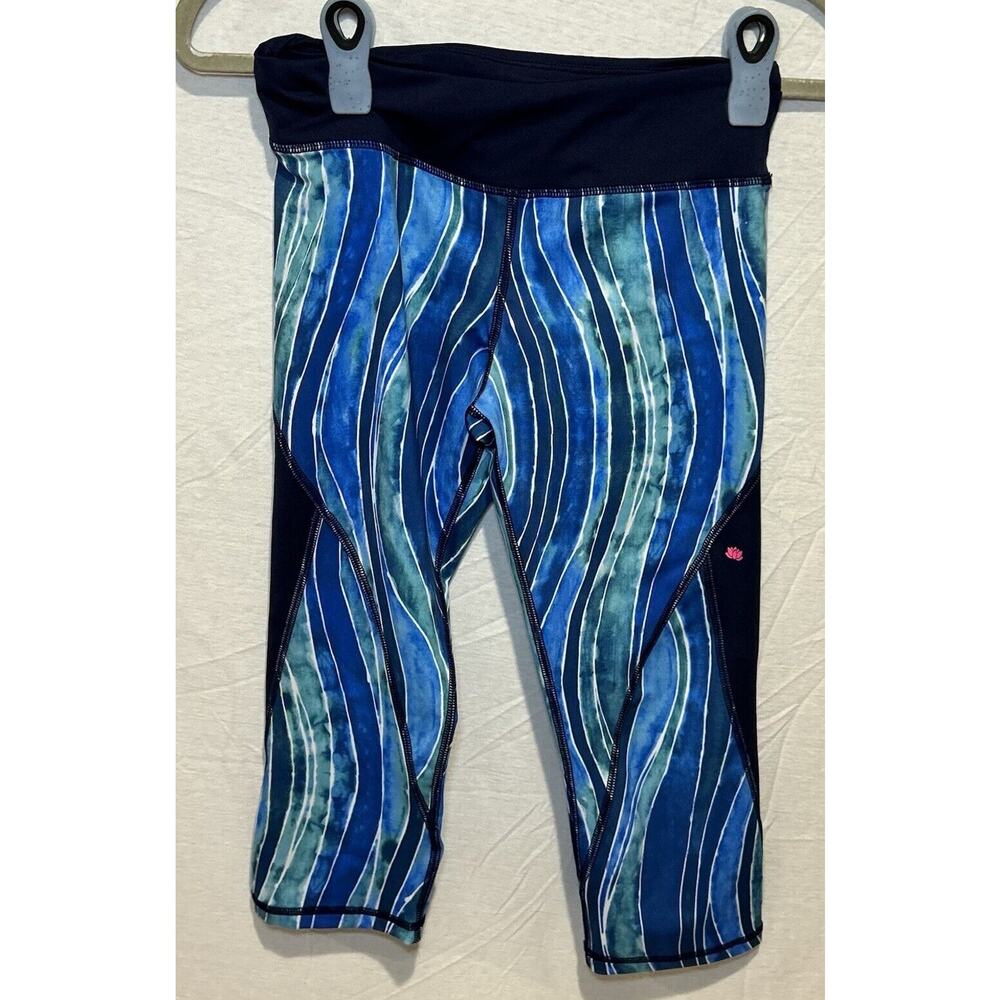 Pink Lotus Women's Capri Pants Leggings Yoga Activewear Size Small Blue